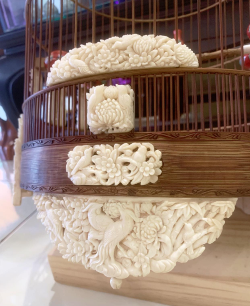 Lồng Tre Chất Liệu Xương - Tích Chim Hoa