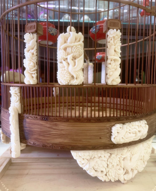 Lồng Tre Chất Liệu Xương - Tích Chim Hoa