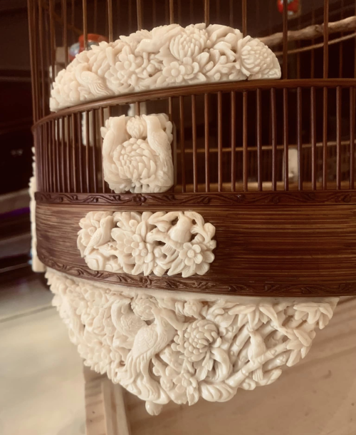 Lồng Tre Chất Liệu Xương - Tích Chim Hoa